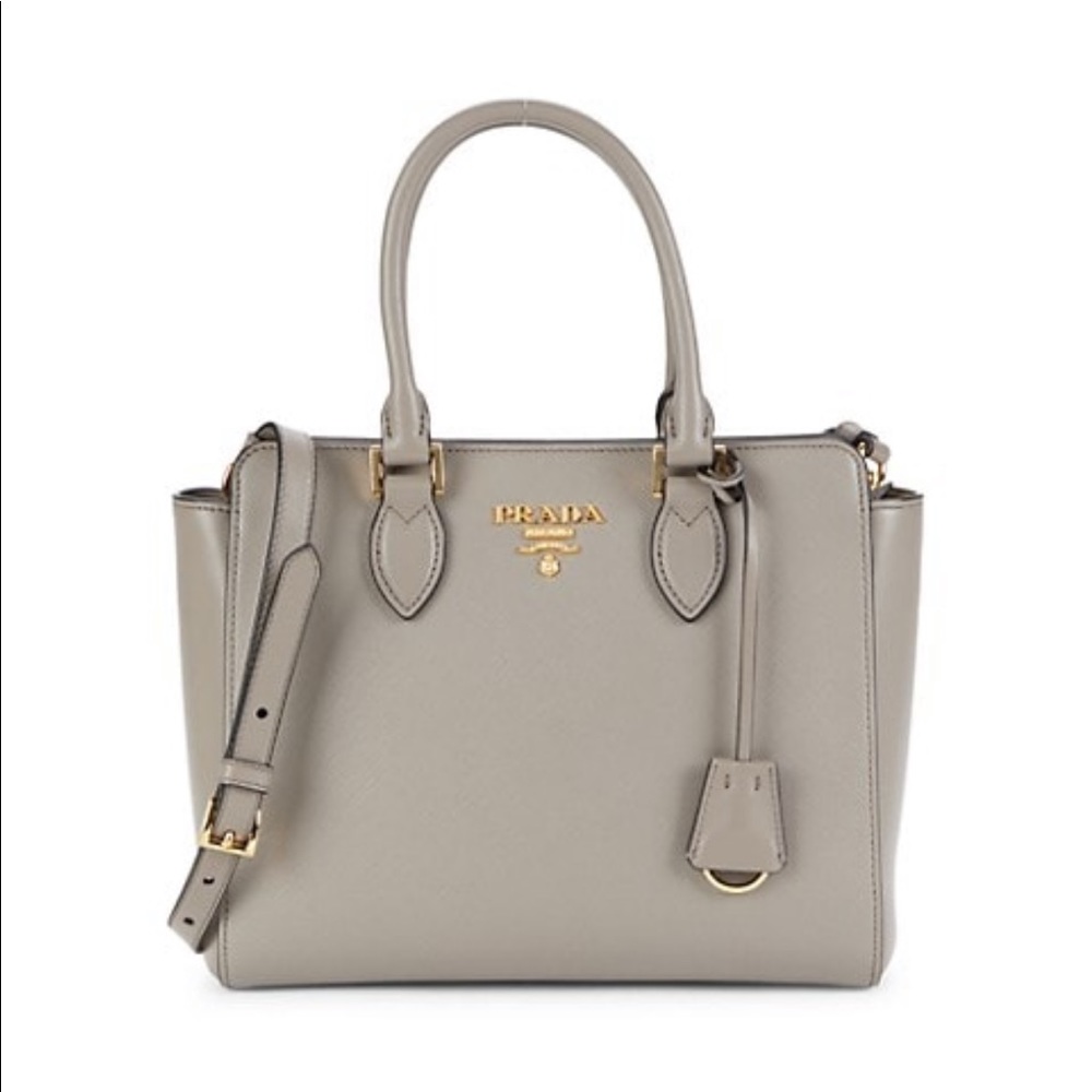 Prada gray tote bag. Beautiful! 💯 authentic,  Length 10” x height 9”